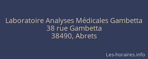 Laboratoire Analyses Médicales Gambetta