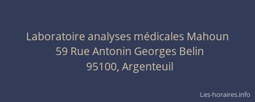 Laboratoire analyses médicales Mahoun