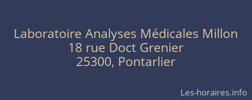 Laboratoire Analyses Médicales Millon
