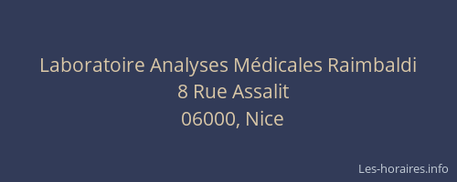 Laboratoire Analyses Médicales Raimbaldi