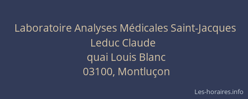 Laboratoire Analyses Médicales Saint-Jacques Leduc Claude