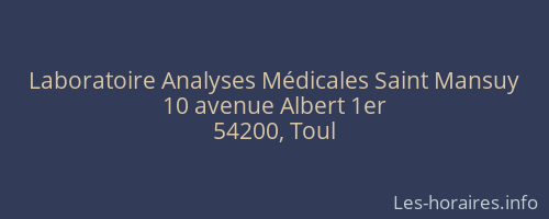 Laboratoire Analyses Médicales Saint Mansuy