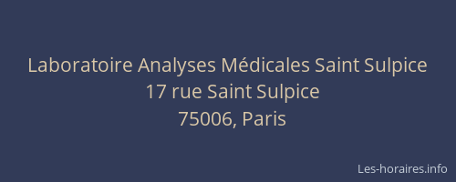 Laboratoire Analyses Médicales Saint Sulpice