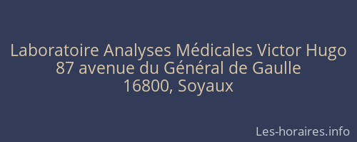 Laboratoire Analyses Médicales Victor Hugo