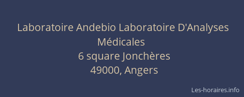 Laboratoire Andebio Laboratoire D'Analyses Médicales