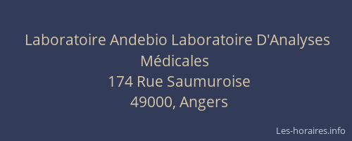 Laboratoire Andebio Laboratoire D'Analyses Médicales