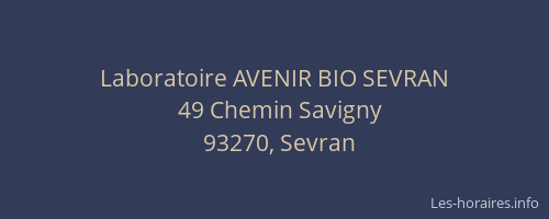 Laboratoire AVENIR BIO SEVRAN