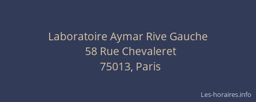 Laboratoire Aymar Rive Gauche