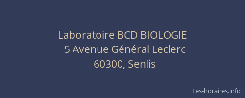 Laboratoire BCD BIOLOGIE