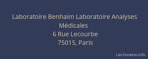 Laboratoire Benhaim Laboratoire Analyses Médicales
