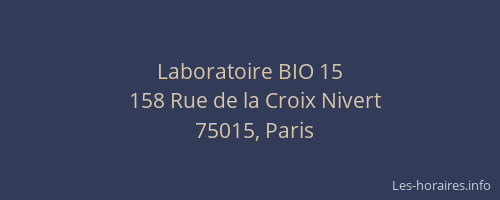 Laboratoire BIO 15