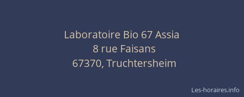 Laboratoire Bio 67 Assia