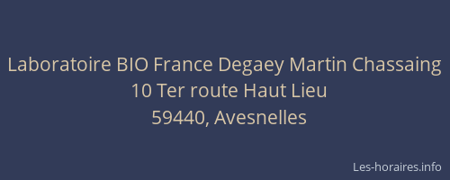 Laboratoire BIO France Degaey Martin Chassaing
