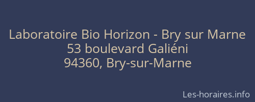 Laboratoire Bio Horizon - Bry sur Marne