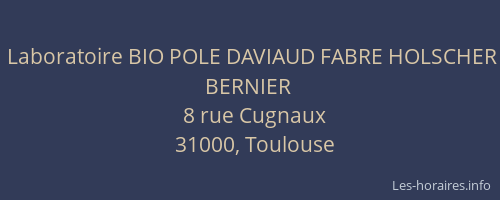 Laboratoire BIO POLE DAVIAUD FABRE HOLSCHER BERNIER