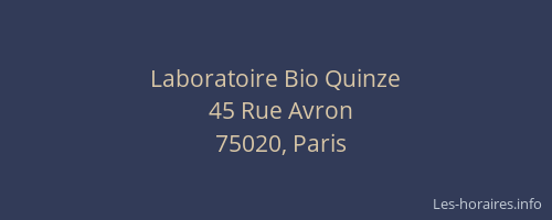 Laboratoire Bio Quinze