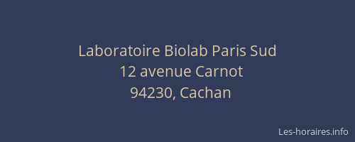 Laboratoire Biolab Paris Sud