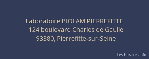 Laboratoire BIOLAM PIERREFITTE