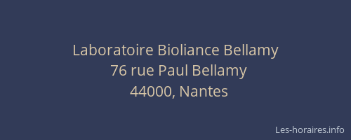 Laboratoire Bioliance Bellamy