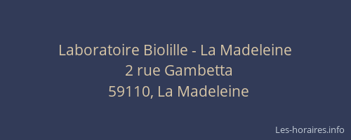 Laboratoire Biolille - La Madeleine