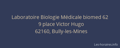 Laboratoire Biologie M&eacute;dicale biomed 62