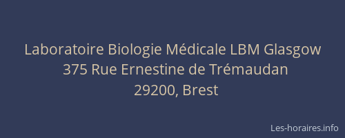 Laboratoire Biologie Médicale LBM Glasgow