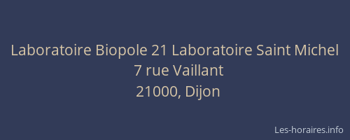 Laboratoire Biopole 21 Laboratoire Saint Michel