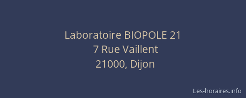 Laboratoire BIOPOLE 21