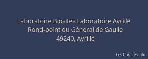 Laboratoire Biosites Laboratoire Avrillé