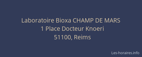 Laboratoire Bioxa CHAMP DE MARS