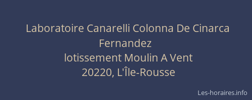Laboratoire Canarelli Colonna De Cinarca Fernandez