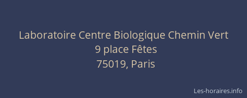 Laboratoire Centre Biologique Chemin Vert