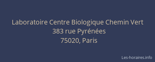 Laboratoire Centre Biologique Chemin Vert
