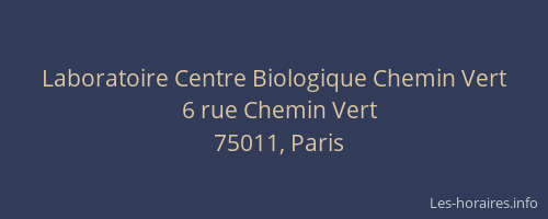 Laboratoire Centre Biologique Chemin Vert