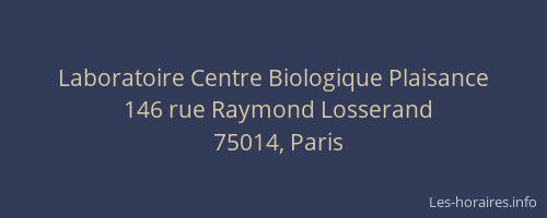 Laboratoire Centre Biologique Plaisance