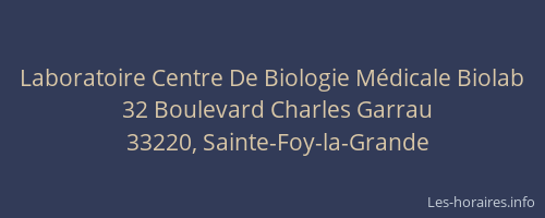 Laboratoire Centre De Biologie M&eacute;dicale Biolab