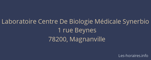 Laboratoire Centre De Biologie Médicale Synerbio