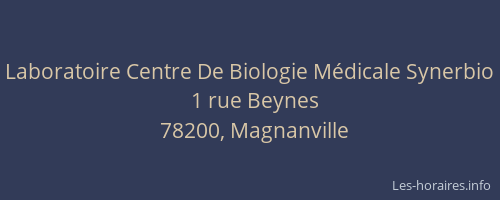 Laboratoire Centre De Biologie M&eacute;dicale Synerbio