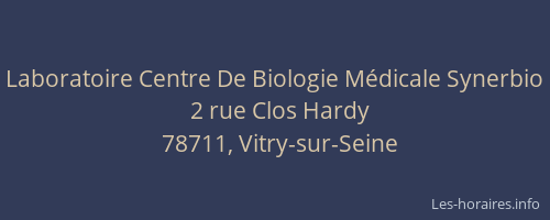 Laboratoire Centre De Biologie M&eacute;dicale Synerbio