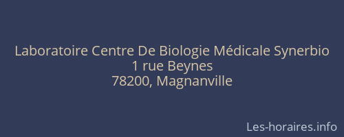 Laboratoire Centre De Biologie Médicale Synerbio