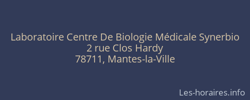 Laboratoire Centre De Biologie Médicale Synerbio