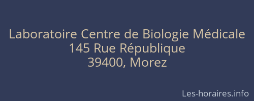 Laboratoire Centre de Biologie Médicale
