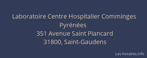 Laboratoire Centre Hospitalier Comminges Pyrénées