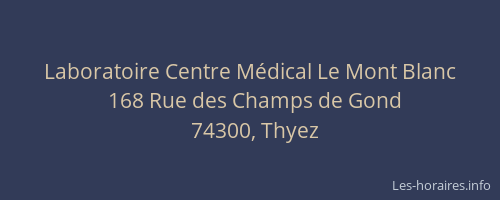 Laboratoire Centre Médical Le Mont Blanc