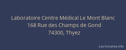 Laboratoire Centre M&eacute;dical Le Mont Blanc