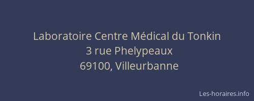 Laboratoire Centre Médical du Tonkin