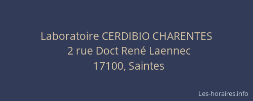 Laboratoire CERDIBIO CHARENTES