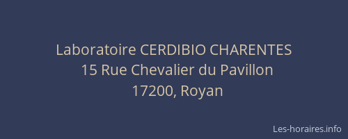 Laboratoire CERDIBIO CHARENTES