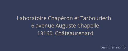 Laboratoire Chapéron et Tarbouriech
