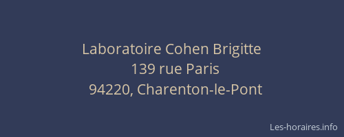 Laboratoire Cohen Brigitte